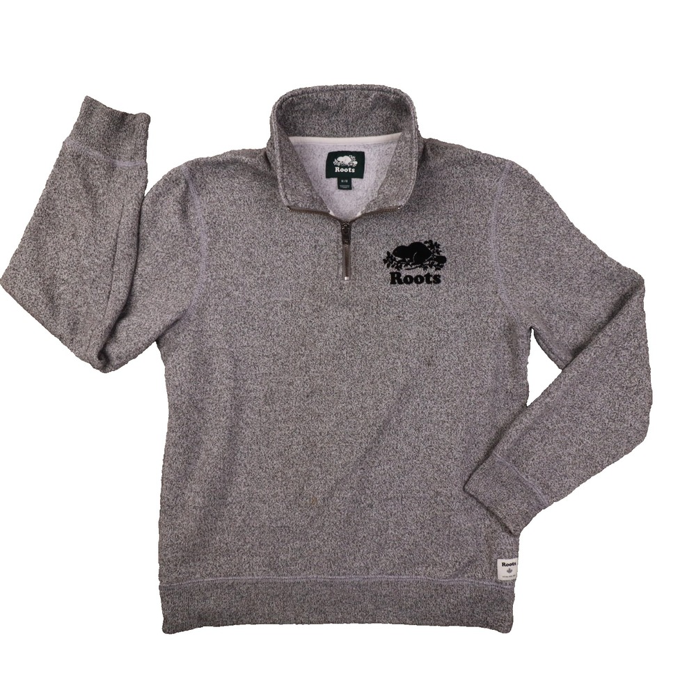 Roots Canada Quarter‎ Zip Sweatshirt Women's Medium Grey Outdoor Gorpcore